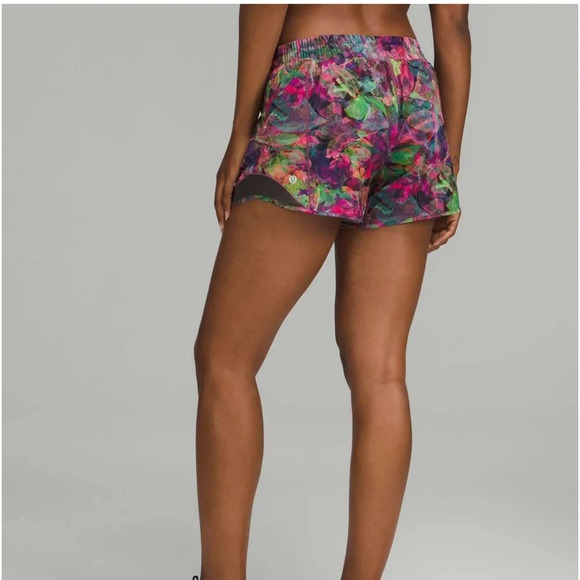 Lululemon Hotty Hot Lined Short 4" Vivid Floral Tone Multi/Graphite Grey 4